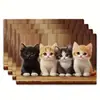Nuevos Manteles Individuales de Lino Estampados de Oso, Panda y Gato, Manteles de Mesa para Decoración de Fiestas Transfronterizas, Manteles Aislantes del Calor para Decoración de Mesa de Comedor