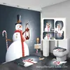 Cortina de chuveiro com estampa digital 3D, à prova d'água e resistente a mofo, conjunto de cortinas de banheiro com tema de Natal, tecido impermeável espessado para o banheiro