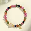 Nuevo pulsera de hoja de arce con cuentas de turmalina de colores para mujer, nicho, alta gama, pulsera valiente de ágata de fuente de sal, joyería al por mayor
