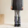 Sapatos Shang Mian Aquecedores de Pernas de Algodão para Crianças Outono Inverno Aquecidos Espessos Meias Felpudas Estilo Coreano Ins Cor Sólida Listras Verticais Malha Trançada Camada Base Leggings