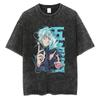 Anime 2024 Estampado Vintage Lavado Camiseta Verano Talla Grande Hombre