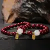 Pulsera de imitación de cinabrio de mineral crudo para mujer, alto contenido, arena púrpura dorada, chapada en plata, espiga de trigo, año de nacimiento, pulsera segura, venta al por mayor