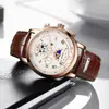 LIGE Nuevo Reloj de Cuarzo para Hombre con Tres Ojos y Seis Manos Transfronterizo, Elegante Multifuncional Resistente al Agua