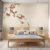 Nuevo Estilo Chino Decorativo Tela de Pared Tinta Flor de Granada y Pájaro Fondo de Pared para TV Papel Tapiz Estudio Dormitorio Papel Tapiz Mural de Tela de Pared