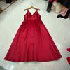 Nanyou Europeu, Americano e Australiano Novos Produtos Design de Nicho Francês Vestido Suspensório com Gola e Cintura Vestido de Comprimento Médio