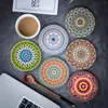 Posavasos de té de mandala de cerámica, Mantel individual, Base redonda resistente al calor anti quemaduras, Posavasos de cerámica personalizable Regalo