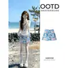 Falda Floral Atuendo Dopamina para Mujer, Top Camisola, Falda Corta, Conjunto Completo de Falda de Verano para Mujer