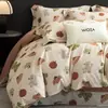 Conjunto de quatro peças de algodão puro escovado espesso 100% algodão para outono e inverno, conjunto de cama escovado cerâmico ultrassuave para dormir sem roupa, capa de edredom e lençol de algodão de fibra longa