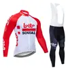 Conjunto de Jersey de Ciclismo de Manga Longa para Primavera e Outono Masculino Equipe Tour De France Bicicleta de Estrada Ciclismo Absorvente de Suor e Respirável