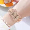 Novo Relógio de Pulso Feminino de Quartzo Quadrado com Pedras Inteiras Moda Transfronteiriça Relógio de Luxo Leve com Pedras Inteiras Digital Moda Relógio Feminino