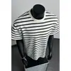 Camiseta Básica Versátil de Cuello Redondo con Rayas de Bloque de Color Retro Americana de Manga Corta de Tendencia con Estilo High Street Holgada Casual