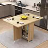 Mesa de jantar dobrável para uso doméstico em apartamentos pequenos, simples, multifuncional, móvel com rodas, adequada para imóveis de aluguel, pequena mesa de jantar retangular