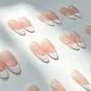 24 piezas de uñas postizas hechas a mano estilo francés con borde blanco simple, puntas de uñas en forma de almendra, producto popular transfronterizo, puntas de uñas postizas al por mayor