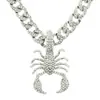 Collar con colgante de escorpión de diamante tridimensional de hip-hop europeo y americano, moderno, punk, para motociclista, cadena cubana