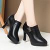 Sapatos de Salto Alto para Mulheres, Saltos Agulha, Novos Sapatos Sociais Femininos de Primavera e Outono de 2025, Sapatos para Mães, Sapatos de Couro Decotados, Sapatos de Couro Macio para Mulheres de Meia-Idade e Idosas