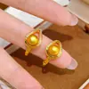 Anillo Abierto de Doble Pista con Incrustaciones de Diamantes y Perla Ojo de Gato, Oro Arena que Conserva el Color, Anillo de Lujo Ligero y Elegante, Joyería al por Mayor para Transmisiones en Vivo