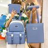 Mochila de cuatro piezas para mujer, nueva mochila simple de color contrastante para hombre, moderna de estilo coreano, ligera, de gran capacidad, mochila escolar para estudiantes