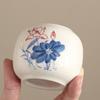 Pequeña Lata de Té Antigua de Cerámica con Tapa de Bambú, Lata Sellada Portátil, Lata de Té de Almacenamiento a Prueba de Humedad, Logo Imprimible Azul y Blanco