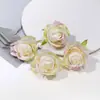 Cabeza de rosa de seda degradada vintage, flor artificial de alta gama, material para accesorio de pelo DIY, decoración de pared de flores para bodas, flor artificial