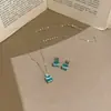 Viga de Equilibrio Azul Marino Color Paraíba Aretes Azúcar Helado para Mujer, Dorados Transparentes y Estilo de Lujo Ligero, Aretes Elegantes y Versátiles