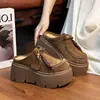 Zueco de Plataforma Gruesa de Gamuza Estilo Zueco para Mujer 2025 Nuevo Modelo Mocasines que Aumentan la Altura para Mujeres Bajitas