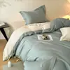 Luxo Leve Simples Estilo Nórdico Conjunto Completo de Roupa de Cama de Algodão Jogo de Quatro Peças Cor Sólida Toque de Luxo Lençol de Algodão Capa de Edredom Roupa de Cama para Quatro Estações