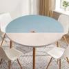 Toalha de Mesa Redonda Artística Moderna Personalizada com Elástico, Capa de Mesa Impermeável e à Prova de Óleo, Protetor de Mesa Minimalista