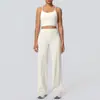 Conjunto Esportivo para Mulheres - Sutiã Esportivo Cross-Border à Prova de Choque, Calça Wide-Leg de Cintura Alta com Sensação de Segunda Pele para Yoga, Corrida e Fitness