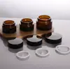 Frasco de crema marrón a prueba de luz de 5g a 100g en stock para venta al por mayor, frasco de vidrio para crema facial, crema para ojos, frasco dispensador de muestras cosméticas