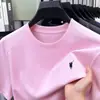 Camiseta de Manga Corta para Hombre de Algodón de Fibra Larga, Peso Pesado, Caída Suave, Verano 2026, Cuello Redondo, Moderna, Bordada con Logo de Caballo para Hombre
