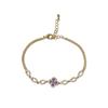 Pulsera de Flor de Cuatro Hojas con Microincrustaciones de Circonita, Moda Exquisita Versátil, Lujo Ligero Estilo Francés, Joyería Elegante Súper Brillante para el Viaje Diario