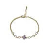 Lujo Ligero, Exquisito, Moderno y Versátil Pulsera de Flor de Cuatro Hojas Micro-Pavimentada con Circonita, Pulsera Súper Brillante Femenina para el Viaje Diario al Trabajo al por Mayor
