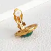 Joyería de Estilo Europeo y Americano, Incrustaciones de Piedras Naturales de Colores, Vintage, Lujo Ligero, Moda, Clips para Orejas y Pendientes para Mujeres