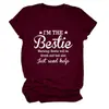 SOY la Advertencia de Mejor Amiga Amazon Wish Sitio Independiente Camiseta Casual Simple de Manga Corta con Cuello Redondo para Mujer