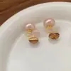 Pendientes de Perla Grandes Elegantes y con Estilo en Color Champaña con Efecto Hielo Triturado, Clips para Orejas sin Perforar, Pendientes de Diseño de Alta Gama