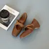Nueva Versión de Zapatos Planos Mary Jane Estilo Retro Francés de Piel de Oveja para Mujer, Punta Cuadrada, Boca Baja, Aumento Oculto de Altura