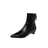 Beleza estilo coreano~Botas finas de salto gatinho 2026 outono/inverno bico fino salto baixo grosso elástico versátil botas curtas para o trabalho
