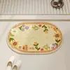 Alfombra de suelo tejida de lino estilo caricatura para baño, fácil de limpiar, antideslizante, absorbente de agua y aceite