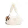 2026 Nova Bolsa de Bolinho Fofa de Grande Capacidade Peluda Bolsa de Pelúcia Fofa de Nicho Bolsa de Ombro Único Manual Transversal Feminina