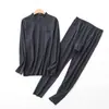 Conjunto de Roupa Íntima Térmica Masculina com Gola Semi-alta em Fleece Roupas e Calças Grossas de Outono Tamanho Extra Grande Suéter de Algodão Outono e Inverno