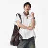 Camisa Polo para Hombre, Estilo Americano, Color Sólido, Diseño Holgado, Casual, Ropa de Trabajo Sencilla, Camisa de Verano, Versátil, Cuello, Mangas Cortas