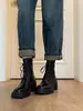 Botines de Tacón Alto con Cordones para Mujer Otoño Invierno 2026 Estilo Coreano Moda Versátil Nuevo Estilo Británico Tacón Grueso Botas Adelgazantes Botas Martin