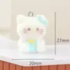 Adornos Colgantes de Gatito con Terciopelo de Resina, Lindos Dibujos Animados Estéreo, Accesorios para Llaveros Hechos a Mano DIY, Adornos Colgantes