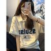 Camiseta de Algodón de Verano Camisa Polo Nueva de Manga Corta con Botones Estilo Preppy de Nicho Top Holgado de Longitud Media para Mujer Versátil