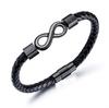 Pulsera de cuero con símbolo ilimitado simple para hombre, nueva moda transfronteriza europea y americana, pulsera de 8 palabras, venta al por mayor de fábrica