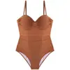 Nuevo Estilo Coreano Sencillo de una Pieza Hombros Descubiertos Sexy Pecho Pequeño Push-up Apariencia Delgado Traje de Baño de Vacaciones para Mujeres