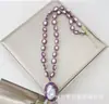 Nuevo Conjunto de Joyería de Perlas Barroco Morado de Cuatro Piezas Estilo Francés Moda Arcilla de Cerámica Hecha a Mano Incrustación