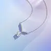 Pingente de Prata S925 em Formato de Cruz Cravejado com Diamantes 1.0Ct Colar de Moissanita para Mulheres, Design Europeu e Americano em Forma de V Transfronteiriço Joias de Prata Atacado