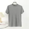 Camiseta de Manga Corta con Cuello Alto Medio para Mujer, de Lana Tencel, Color Sólido, Elástica, Corte Ajustado, Camiseta Básica para Viajar al Trabajo y Usar en Casa, Cuello Alto Medio
