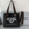 Bolso bandolera de lona para mujer, bolso de hombro, recién llegado, gran capacidad, para estudiantes, clase, viajes, ins, simple, con letras, de lona de nailon
